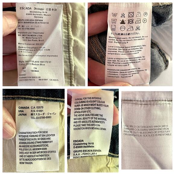 Escada Sport Selvedge Skinny Jeans Women Sz 36 / US 6 Blue Back Tie Flap Pockets - Picture 13 of 14